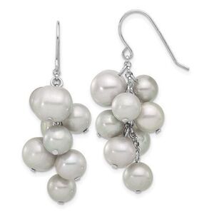 Sterling Silver and Grey Freshwater Cultured Pearl Dangle Earrings